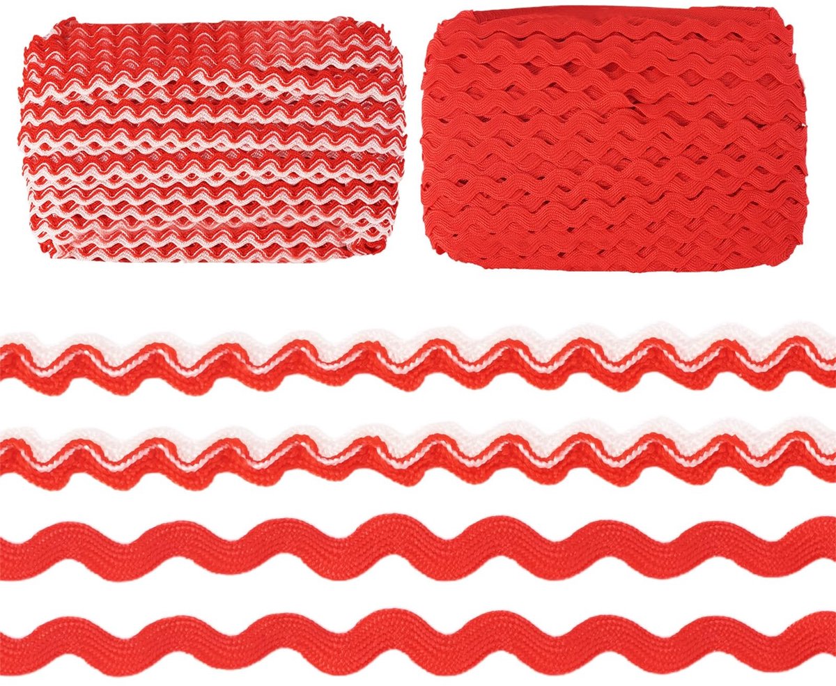 Dailygoods - 41 m Rood Wave Fringe Trim voor Creatieve Projecten