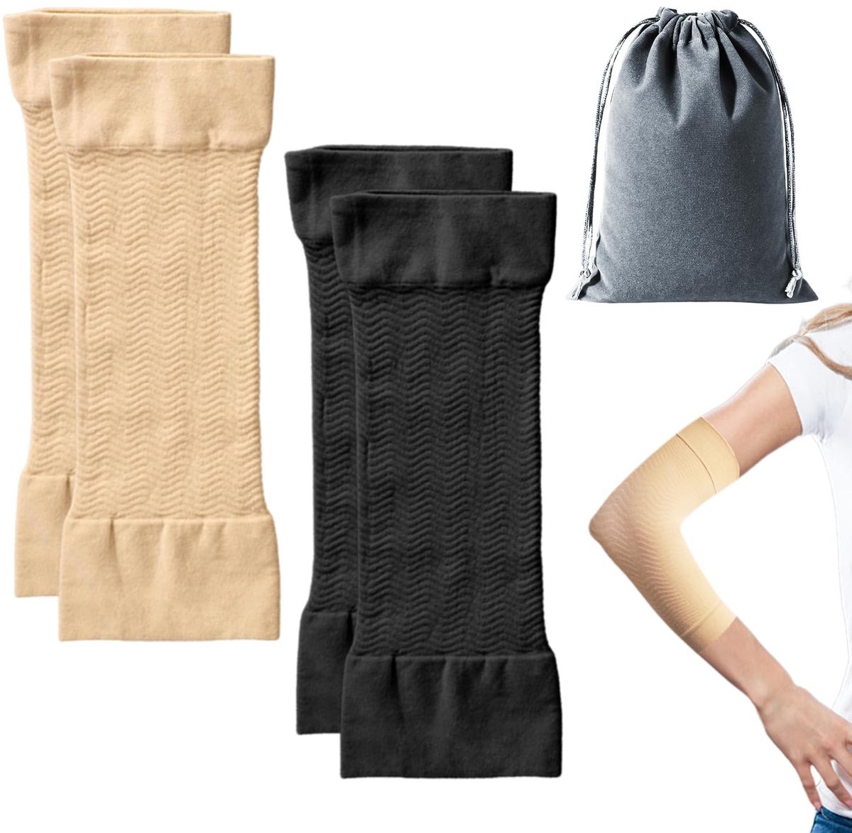 Dailygoods - 2 Compressiemanchetten met Opbergtas en Armvormer