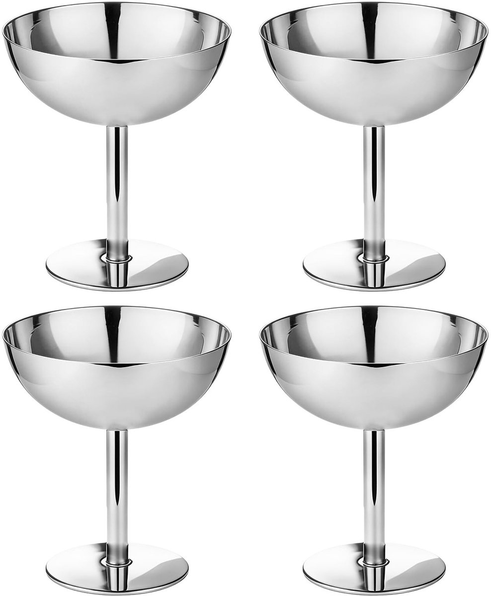 Dailygoods - Cosensi - Set van 4 Roestvrijstalen IJsbekers 240 ml
