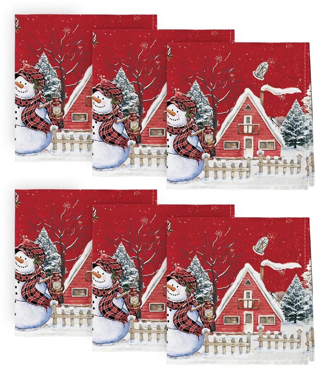 Dailygoods - Set van 6 Rood Stoffen Servetten voor Feestelijke Tafelsetting