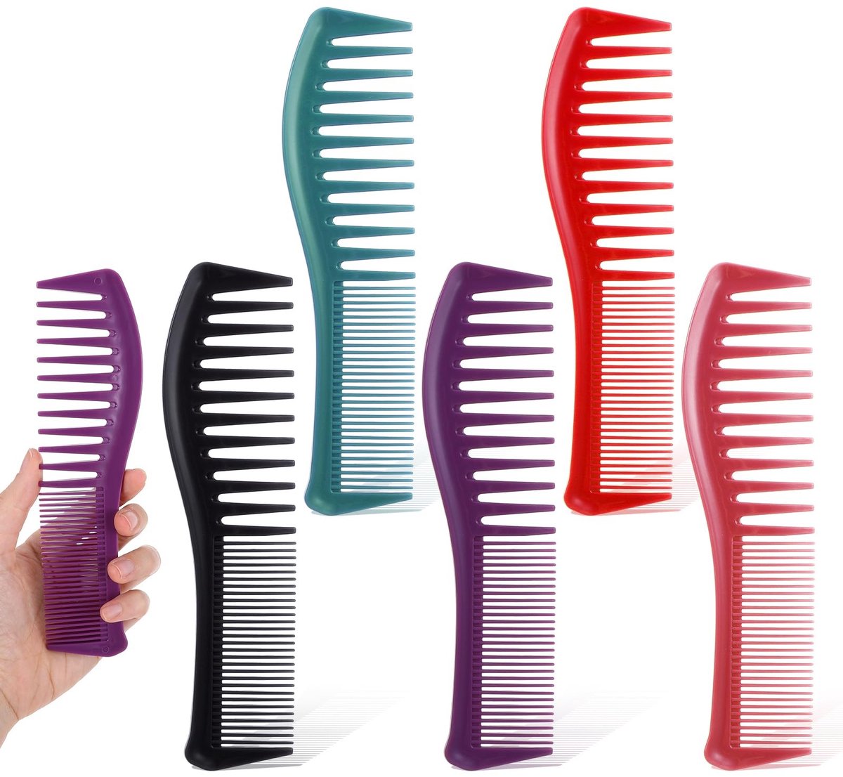 Dailygoods - Set van 5 Ontklitters voor Krullend Haar met Dubbelzijdige Tand