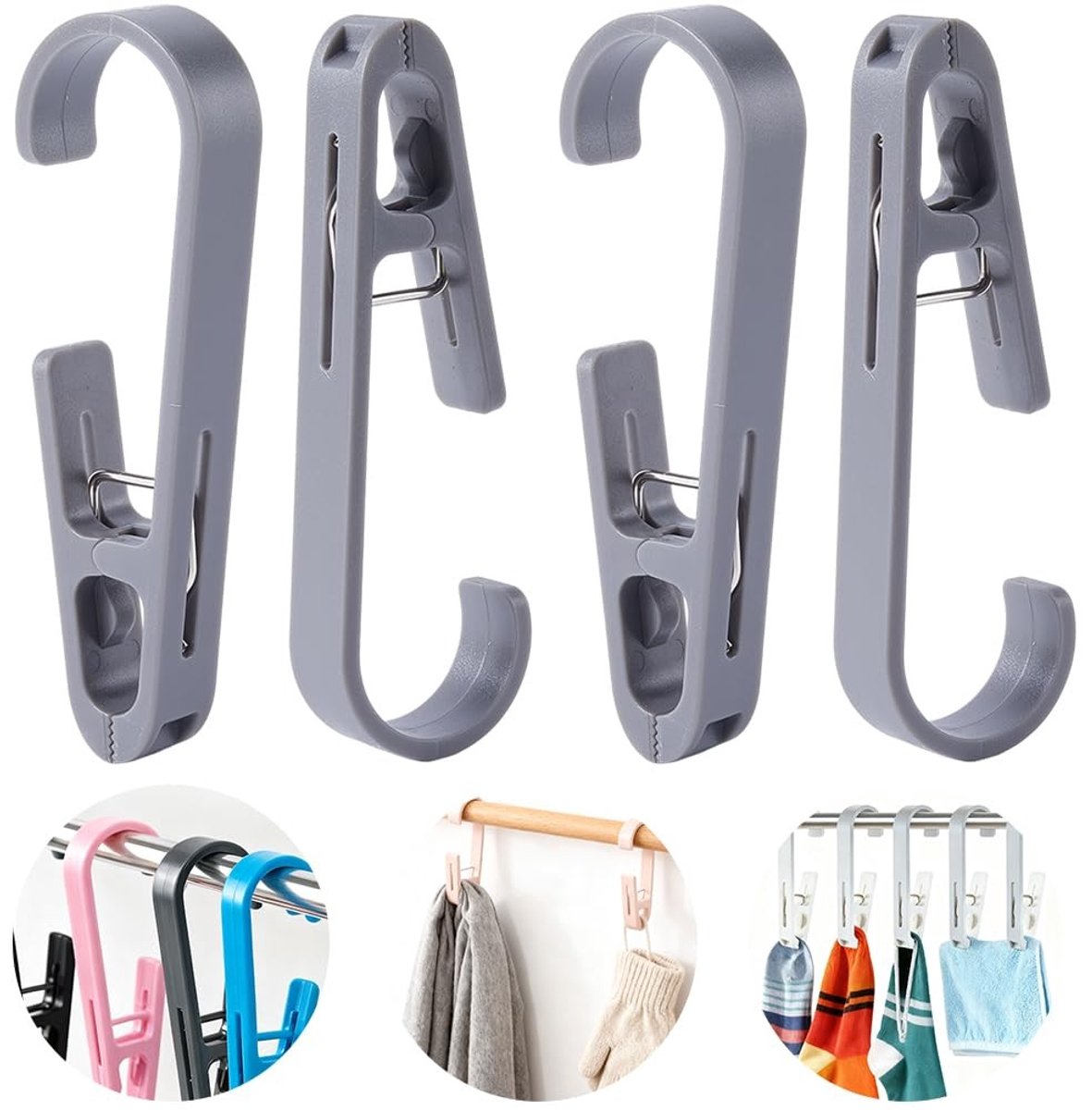 Dailygoods - Set van 4 Witte Washaken met Clips voor Kleding