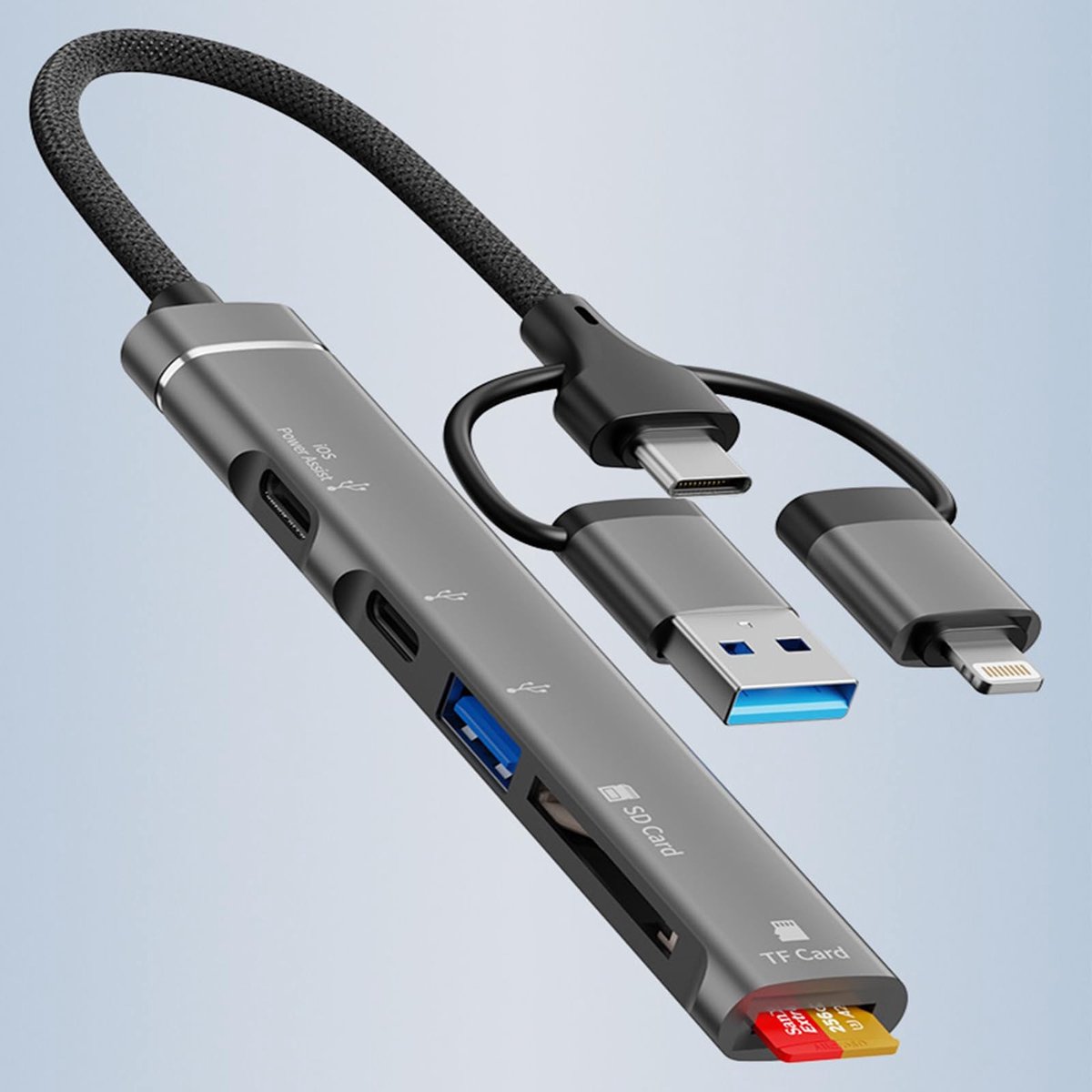 Dailygoods - 5-in-3 USB C-Hub met Kaartlezer en USB-poorten