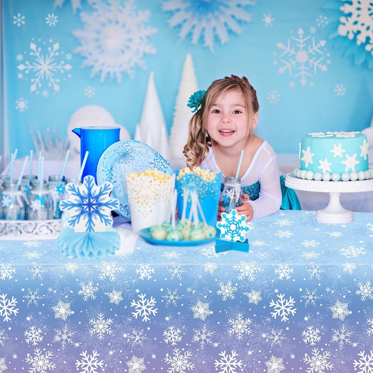 Dailygoods - Wegwerp Tafelkleed met Sneeuwvlok Design voor Feestjes