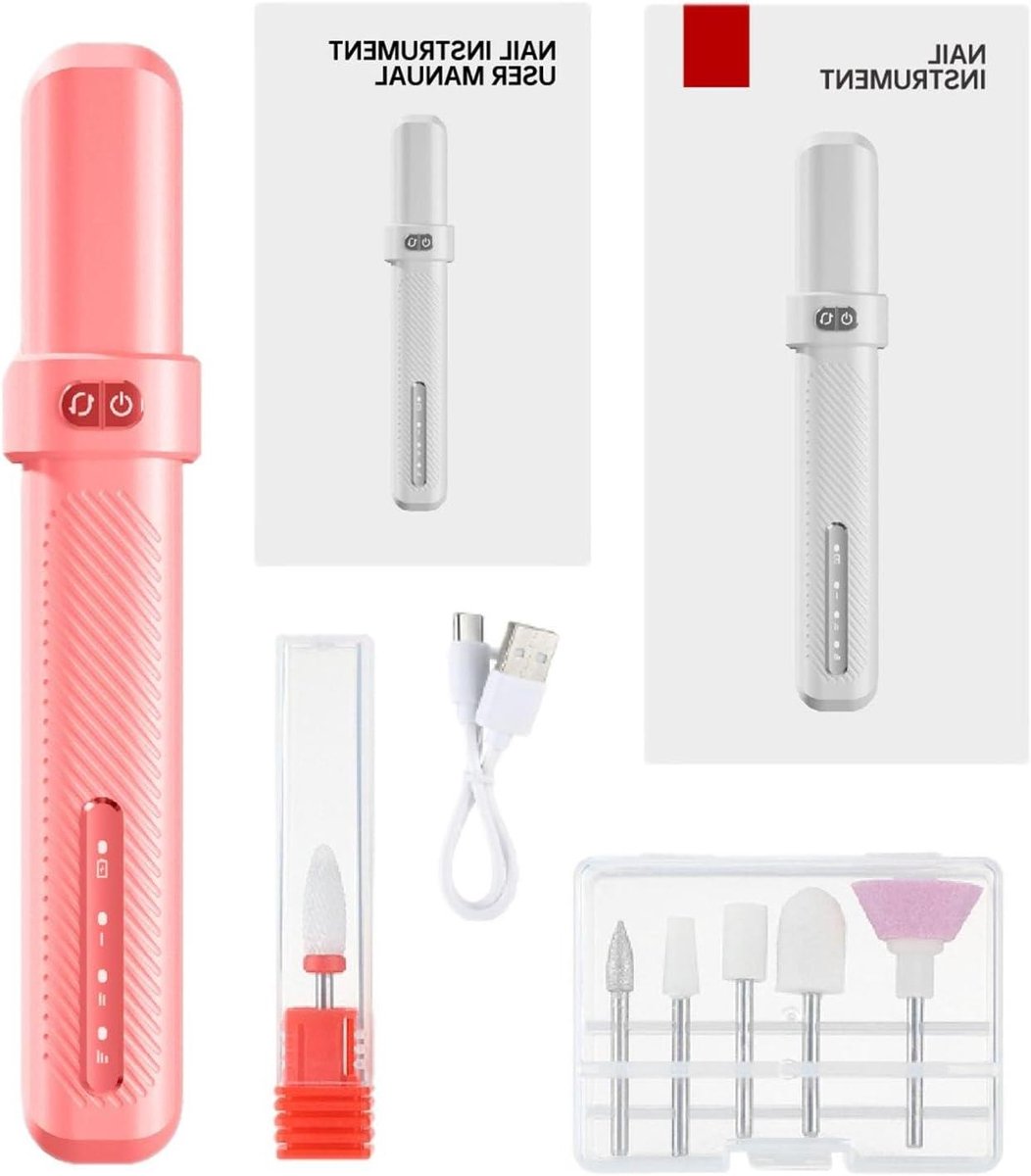 Elektrische Nagelvijl - Manicure Tool - Nagels Vormgeven - Geluidsarm Ontwerp - 16 cm - Wit