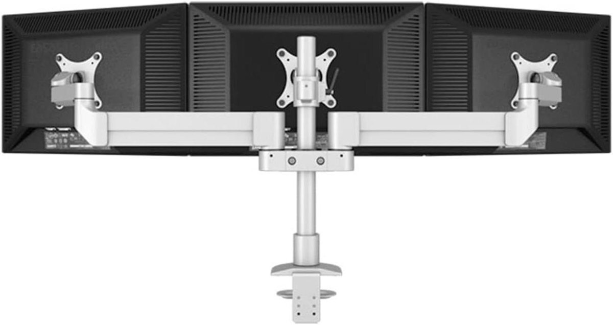Monitor Houder - Scherm Arm - Bureau Organisatie - Volledig Verstelbaar - 40cm Paal - Zilver