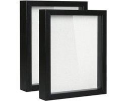 Muzilife Shadow Box fotolijst met linnen bord, diep houten glazen vitrinekast, klaar om op te hangen, geheugenbox, babysportmemorabilia, pinnen, onderscheidingen, medailles, bruiloft, tickets en