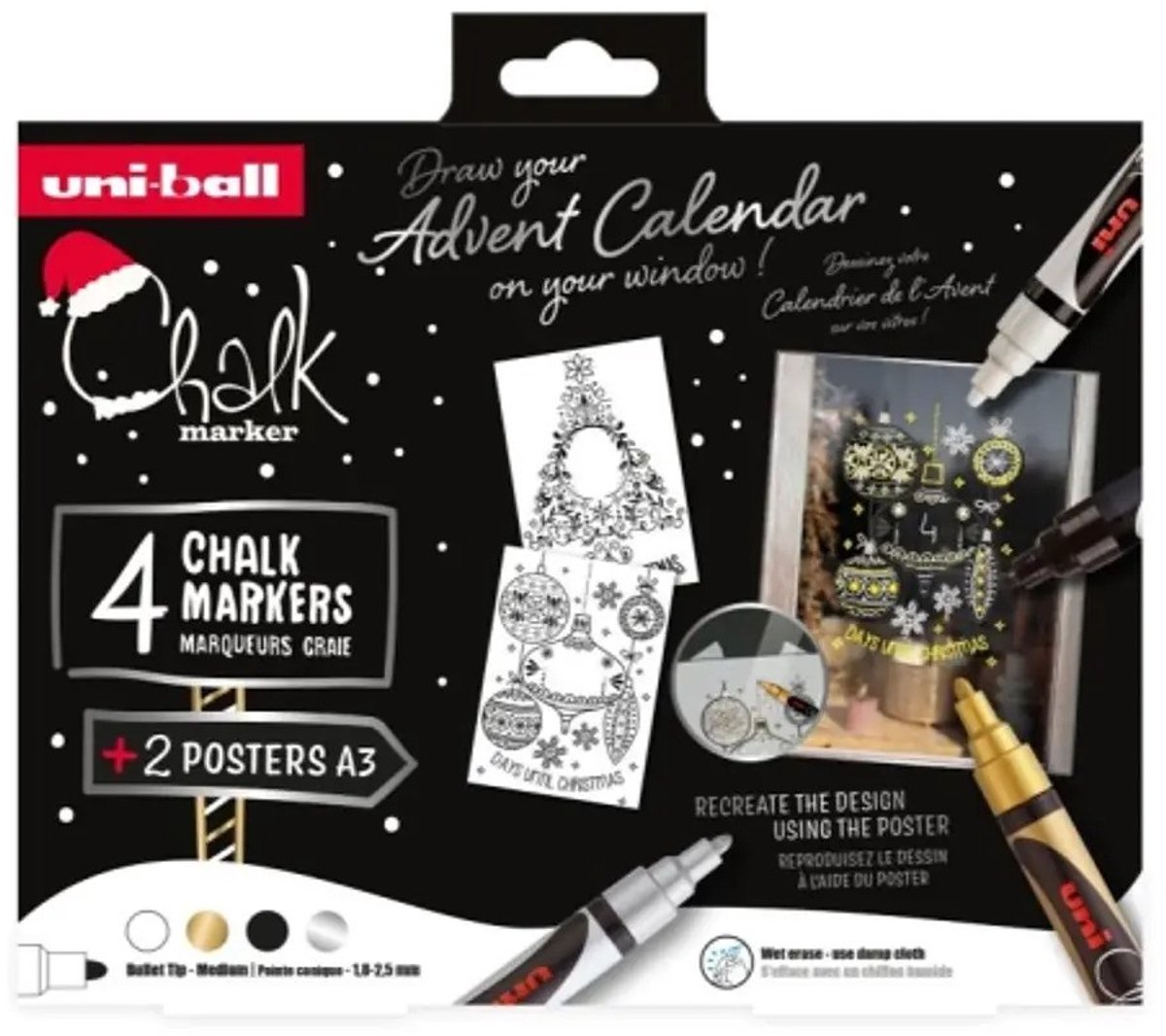 Uni Chalk Markers Set Scandinavie 4 stuks