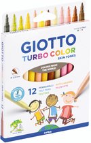 Giotto Viltstiften Turbo Color Junior Huidtonen 12 Stuks - Huidskleur Stiften - Skintones Stiften - Huidskleurstiften