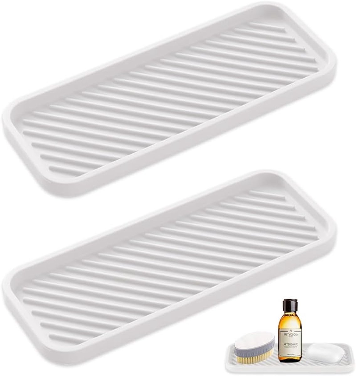 Organizer Wastafel - Spons Houder - Keuken Ordenen - Antislip Siliconen - 23 x 9 cm - Wit