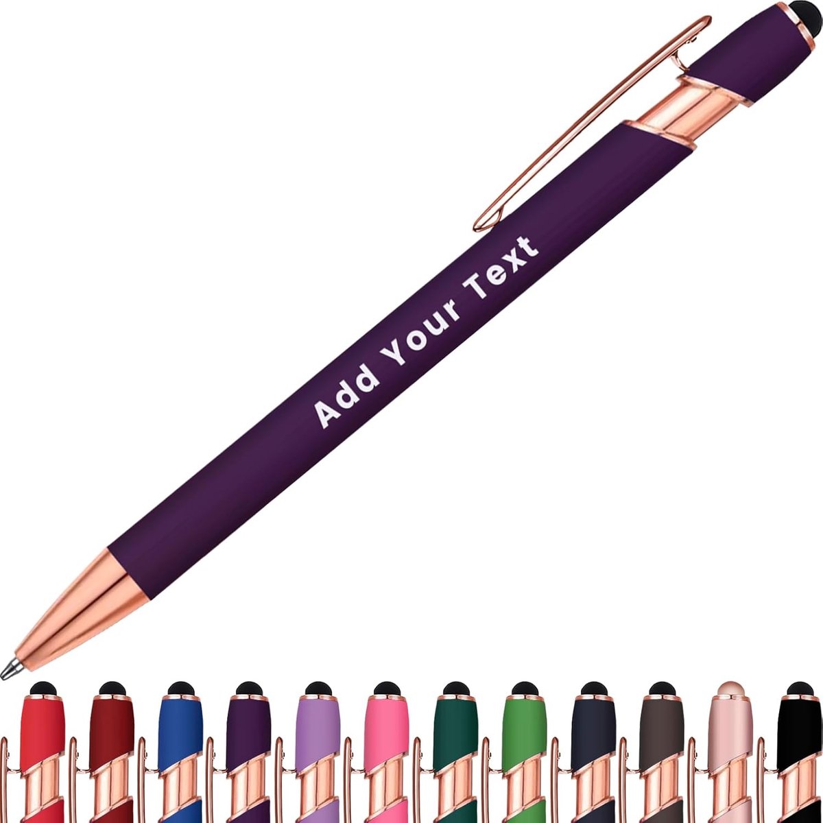 Gepersonaliseerde Pen - Schrijfgerei Stylus - Zakelijk Schrijven - Met Naam Gravure - 12 Kleuren - Donkerpaars