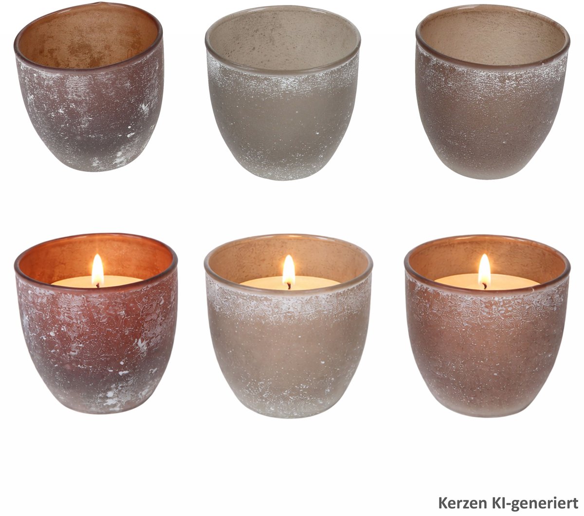 MamboCat B. Samata 6-delige set theelichthouders van glas, elk 2x beige, bruin en grijs – 2054771 veelkleurig