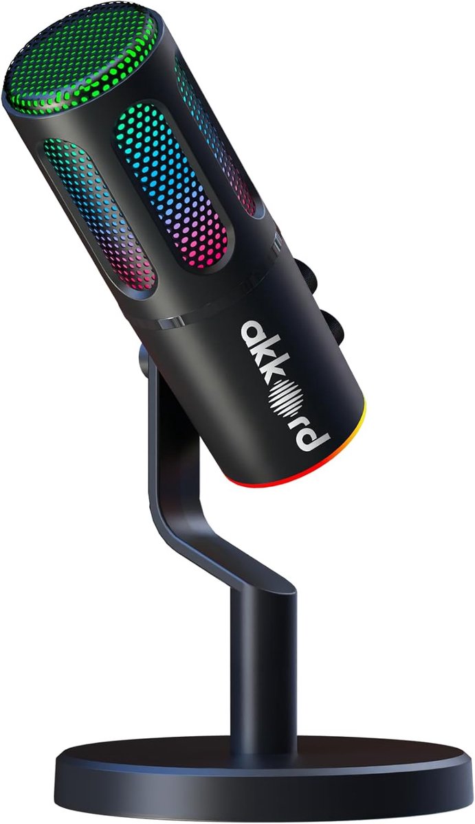 USB Condensator Microfoon - Podcast Microfoon - Gaming Streaming - Real-time Monitoring - 12.5 x 12.5 x 25 cm - Zwart