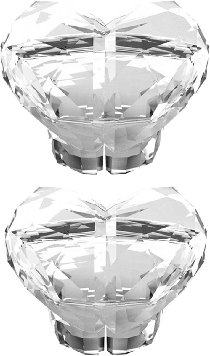 Hartvormige Toilet Knoppen - Drukker Hulp - Toilet Spoelen - Kristal Heldere Afwerking - 25x25x5 mm - Transparant