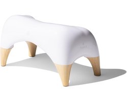 TUSHY Ottoman | De originele premium toiletkruk voor uw badkamer - modern strak ontwerp | (9 inch hoog, wit/bamboe)