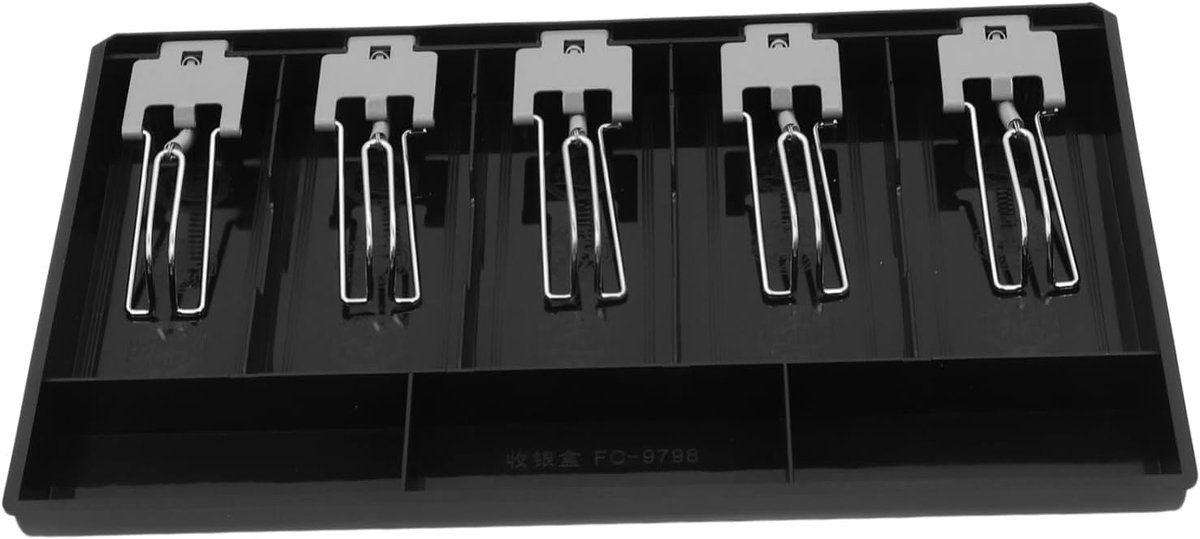 Geldlade Organizer - Kassalade Inzet - Winkel Kassa - Met Clips - 39.5x24.5x3.5cm - Zwart