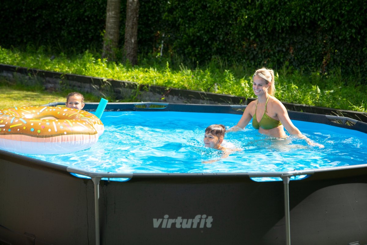 VirtuFit Rond Zwembad Ø366 x 100 cm - Opzetzwembad - Duurzaam & Veilig Stalen Frame - Antraciet — afbeelding 10