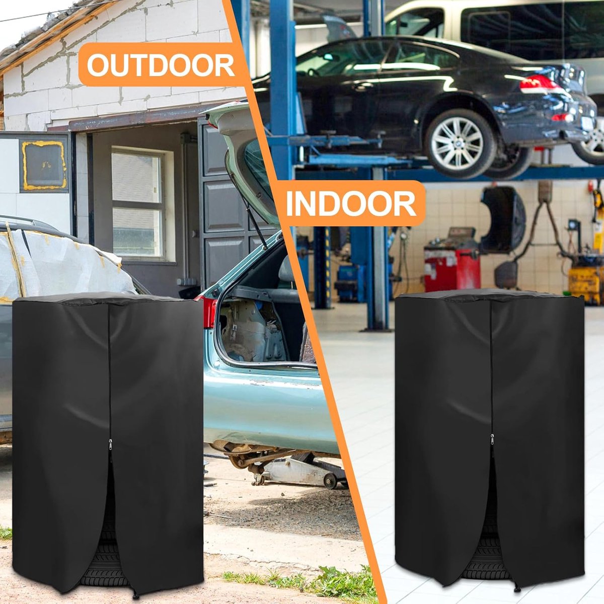 Bandenhoes - hoes voor autobanden - Inclusief 4 kussens - Met ritssluiting - Met trekkoord - maximaal 4 banden van 18-22 inch - 85x120cm - 420D - Waterdicht - Zonwerend - Stofdicht - Autobandentas - Zomerbandenhoes - voor het opslaan van banden – foto 3