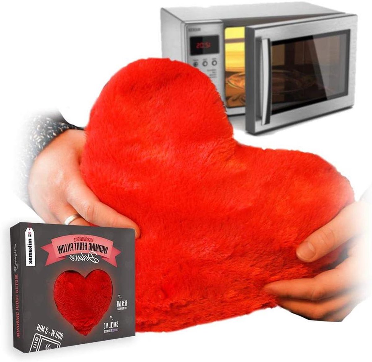 Verwarmend Hart Kussen - Warmtekussen - Pijnverlichting - Magnetron 800W - 25 x 6 x 22 cm - Rood