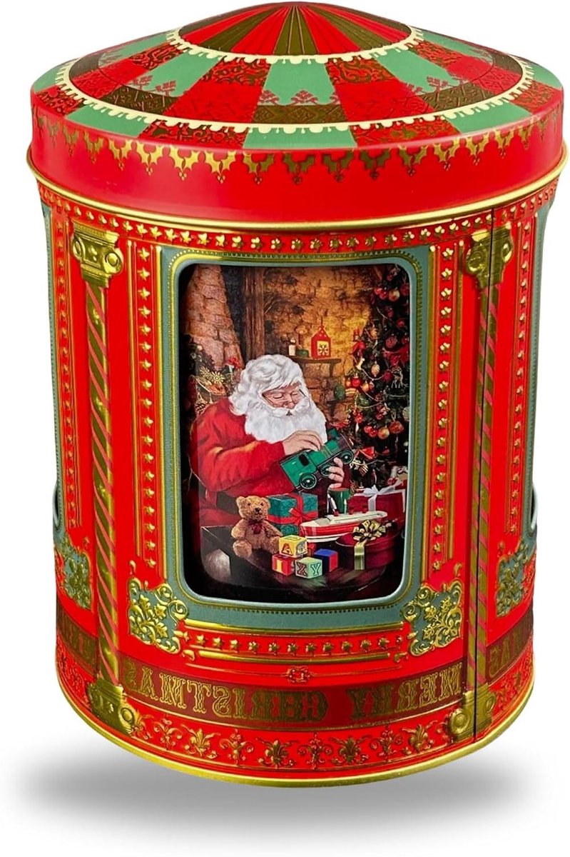 Santa Speeldoos - Gebakkengoeddoos Koekjesdoos - Voedsel Opslag - Met Muziekdoos - 12x16cm - Kerstman
