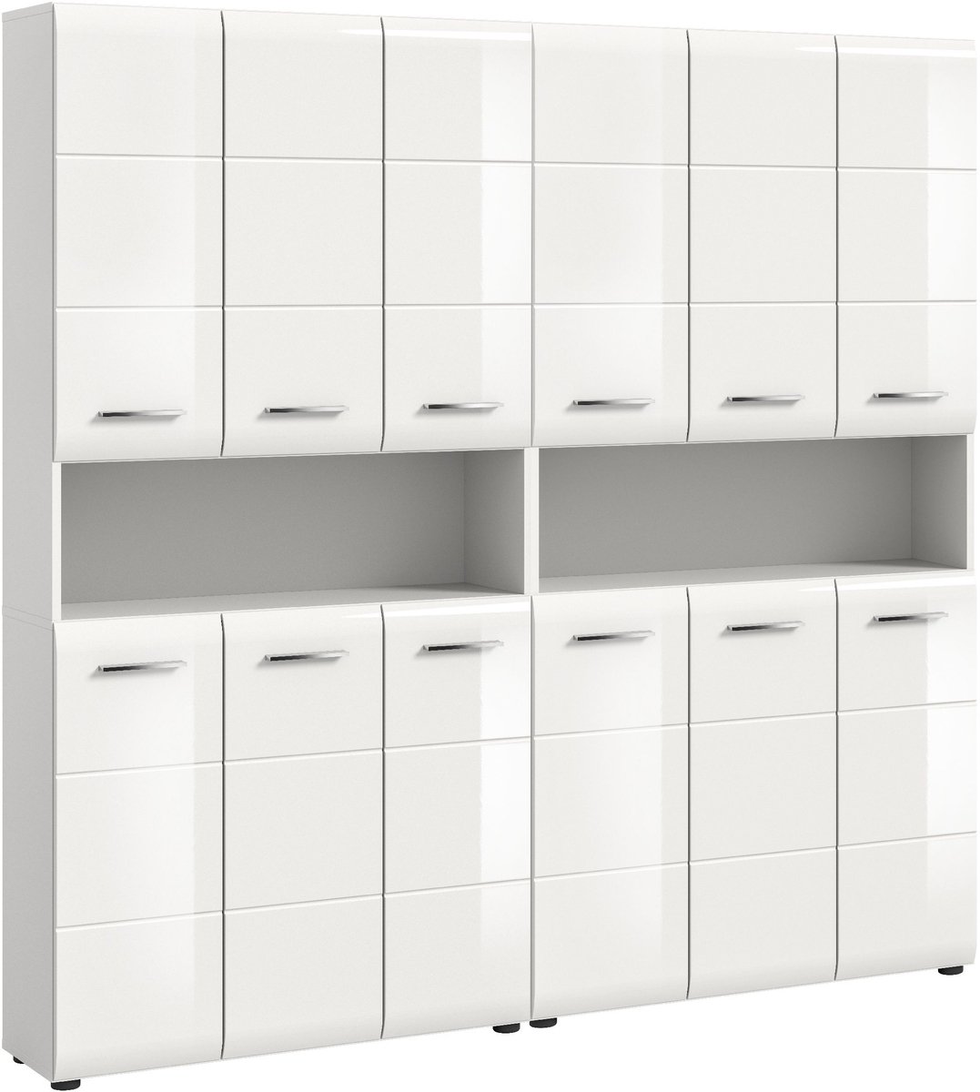 xonox.home badkamercombinatie Ice (B/H/D: 180x185x30 cm) in wit hoogglans dieptrek en wit imitatie