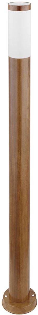 Staande lamp Buitenlamp Tuinlamp Staande lamp Patio IP44, roestvrij staal met houteffect, 1x E27 fitting, DxH 12,7x110 cm