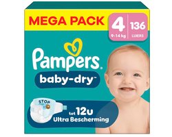 Pampers - Baby Dry - Maat 4 - Mega Pack - 136 Stuks - 9-14 KG