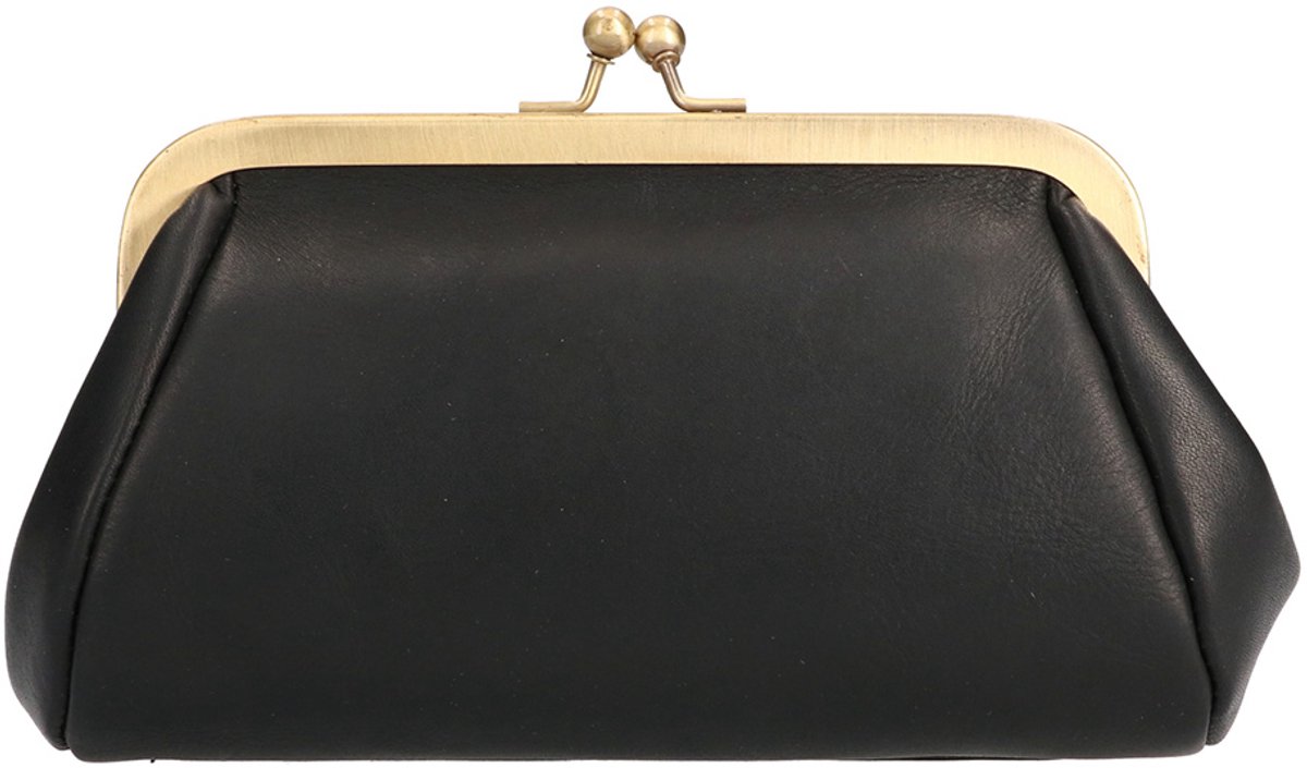 Leather Design Beugel Portemonnee / Beursje Black Waxy