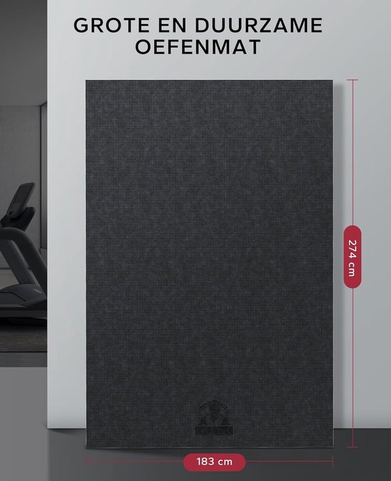 Yogamat XXL - Sportmat Fitnessmat - Thuis Sporten - Extra Breed Antislip - 274x183x0.8cm - Zwart van Yogamat — afbeelding 5