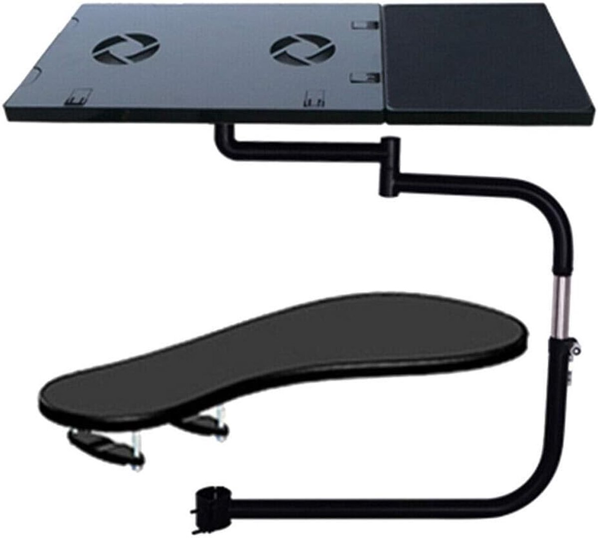 Laptop Bureau Houder - Verstelbaar Bureau Accessoire - Thuiswerken Ergonomie - Met Geïntegreerde Ventilator - 35-45cm Breedte - Zwart