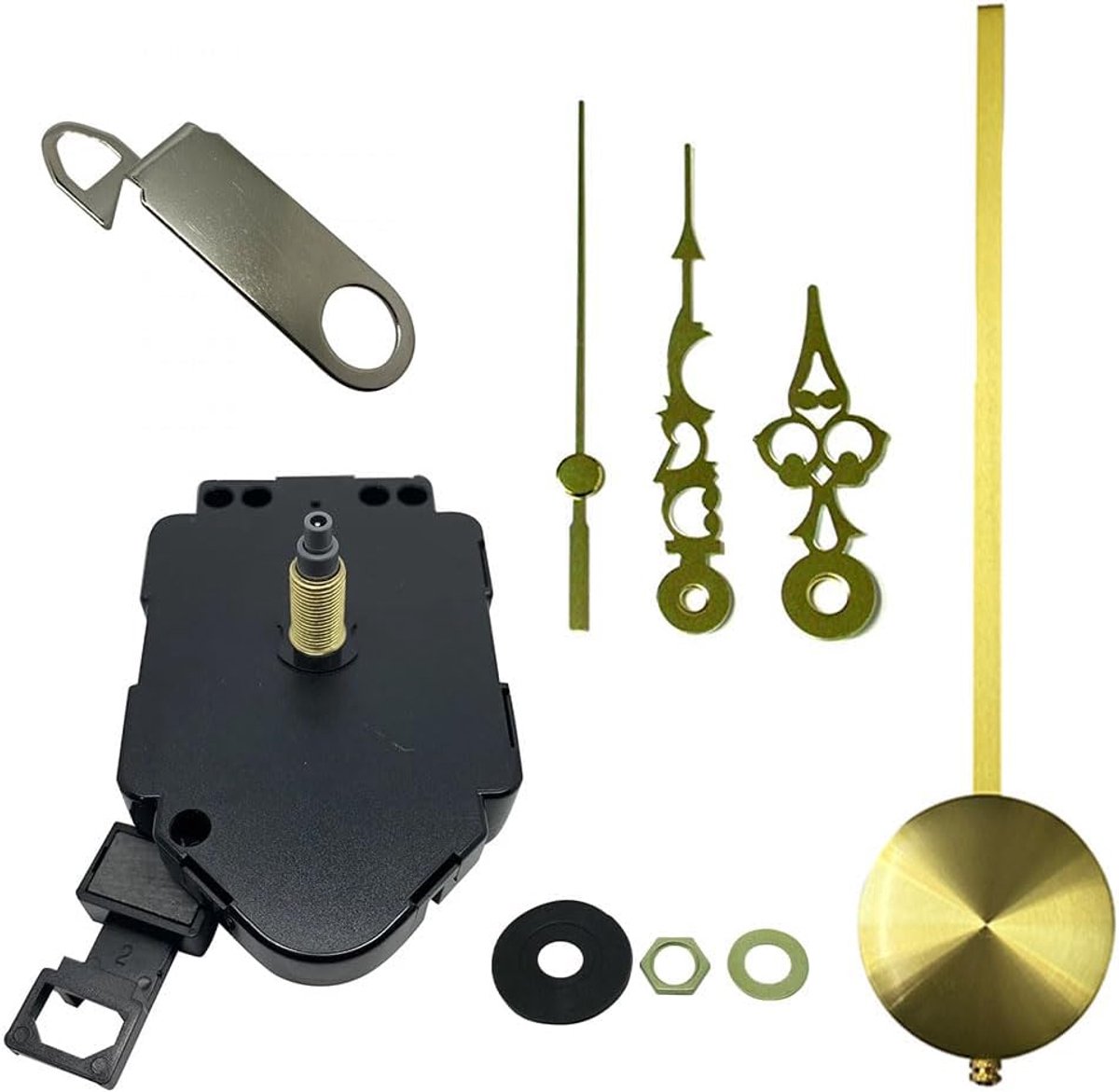 Klok uurwerk met slinger - Klok reparatie set - Klok maken - Inclusief wijzers - 76mm goud - Goud
