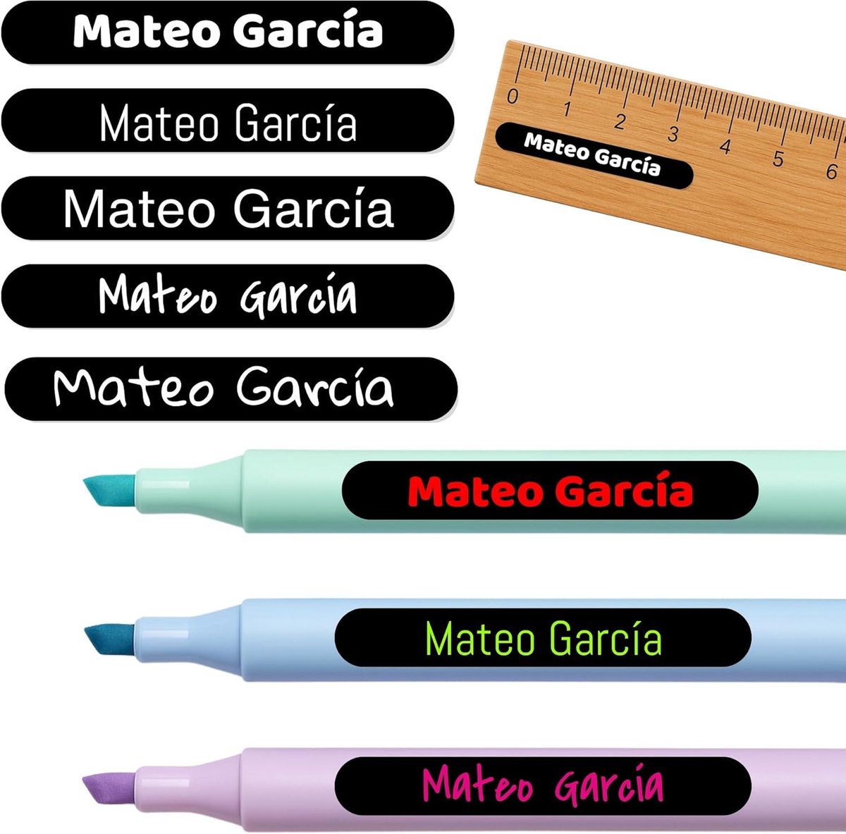 Mini Stickers - Object Markering - Spullen Personaliseren - Gelamineerd Vinyl - 35x5 mm - Zwart