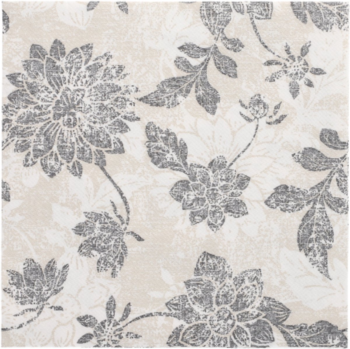 8x 20 Servetten ROYAL Collection 1/4 vouw 40 cm x 40 cm antraciet Flowers