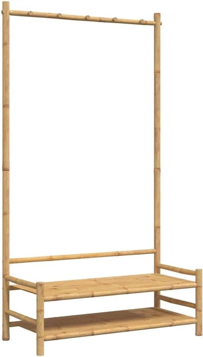 Staande Kapstok - Kledingrek Met Schuiven - Organiseer Je Ruimte - Stevig Bamboe Frame - 1