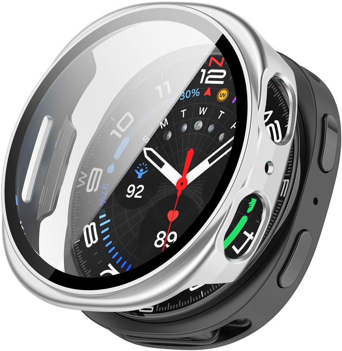 By Qubix - Hard case - Zilver - Geschikt voor Samsung Galaxy Watch 8 - 44mm