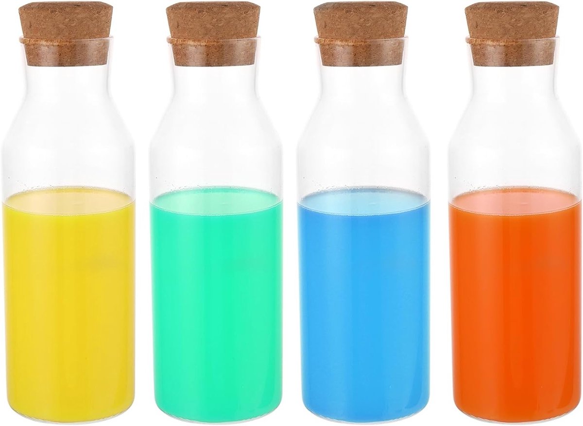 4 Stuks 1200ml Wasmiddel Opslag Glazen Dispenser met Luchtdichte Deksel - Borosilicaatglas, Warmtebestendig, Ideaal voor Vloeibare en Poeder Wasmiddelen