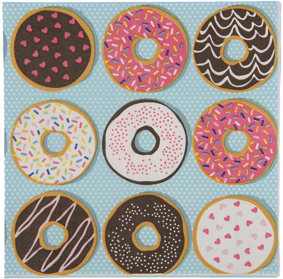 Clayre & Eef Servetten Papier Set van 20 33x33 cm Blauw Papier