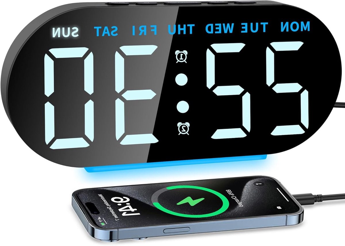 Grote LED Digitale Alarmklok met Dubbele Alarmfunctie, Instelbare Helderheid en Nachtlampje voor Senioren en Slaapkamergebruik