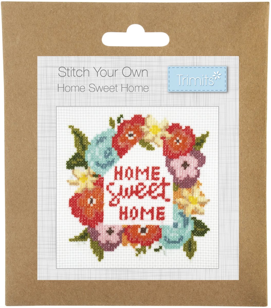 Borduurpakket Kruissteekpakket Telpatroon: Home Sweet Home