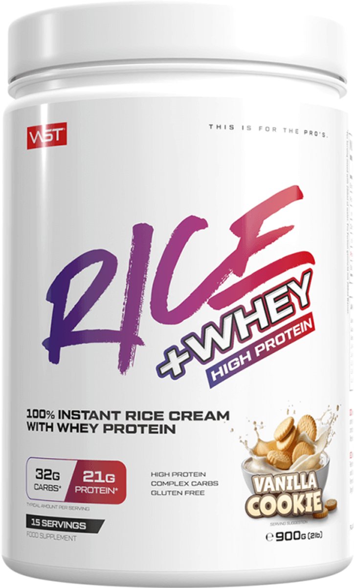 VAST Rice + Whey (900g) Vanilla Cookie - Functionele voeding - Eiwitrijke voedingsmiddelen