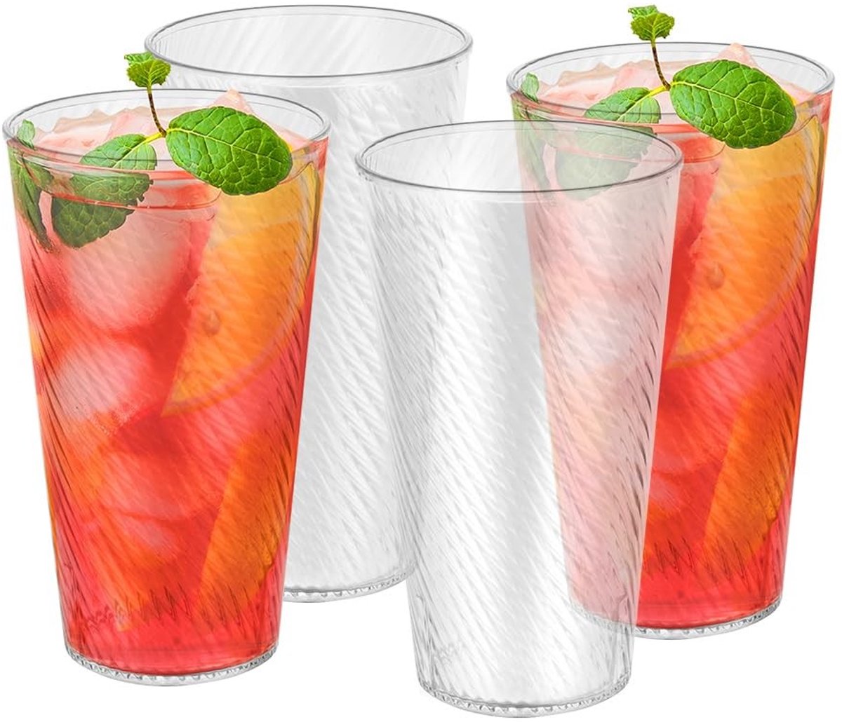 ONF3 - Plastic Drinkbekers - Herbruikbaar en BPA-vrij - Set van 4 - Stapelbaar voor Picknick en Feestjes - Perfect voor Kinderen en Volwassenen