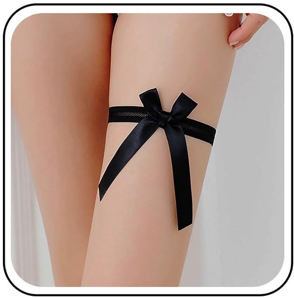 Zwarte Kanten Bruids Garter met Grote Strik - Sexy Leg Chain voor Bruiloften en Feesten