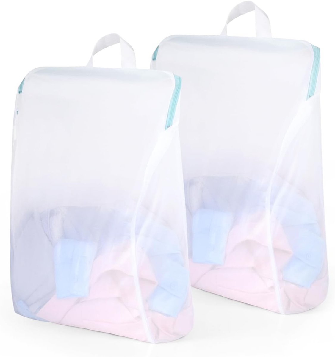 Hernieuwbare Wasnetten voor Ondergoed en Blouses - Mesh Waszakken met Rits en Handvat - Set van 2, 40 x 50 cm