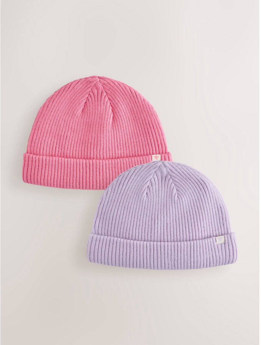 Next - Meisjes - Geribbelde baby-beanie - Paars