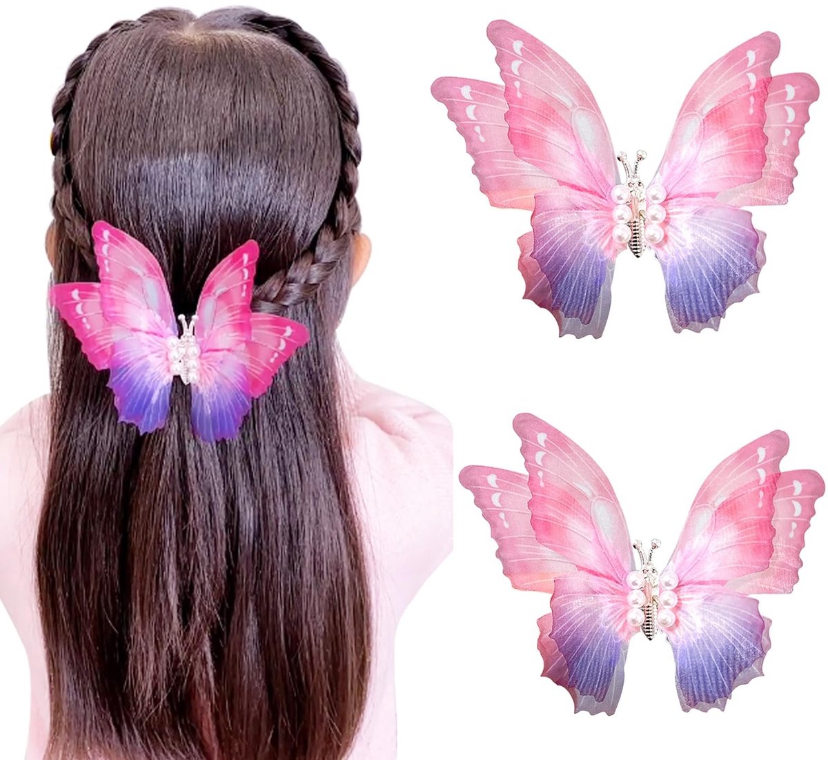 aladdien - 3D Vlinder Haarsieraad - Beweegbare Haarclip - Glitter - Haaraccessoire - Geschikt voor Meisjes en Dames - Perfect voor Feestjes