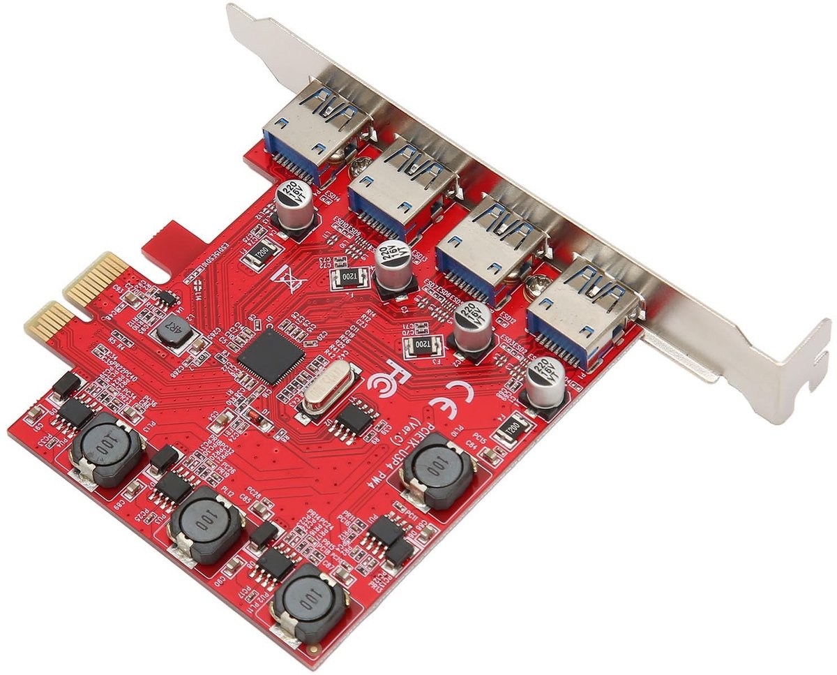 Allecto - 4-poorts USB 3.0 uitbreidingskaart - Supersnelle 5Gbps - Zelfaangedreven technologie - Geschikt voor industriële camera's - Ideaal voor