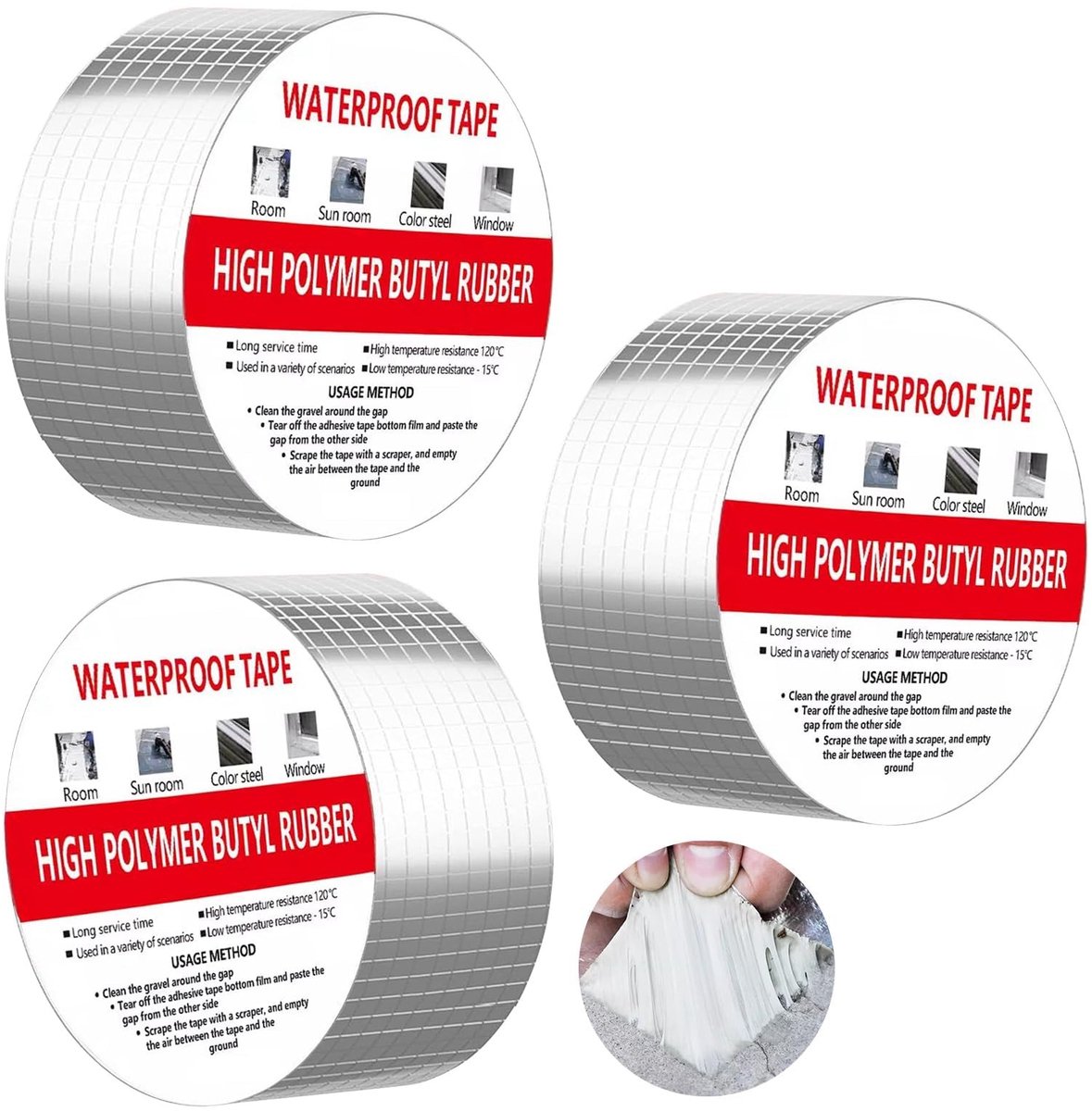 Allecto - Butyl Tape - Waterproof Adhesive Tape - Ideaal voor Reparaties - 10 cm x 5 m - Perfect voor Ramen en Daken - Voor Binnen en Buiten