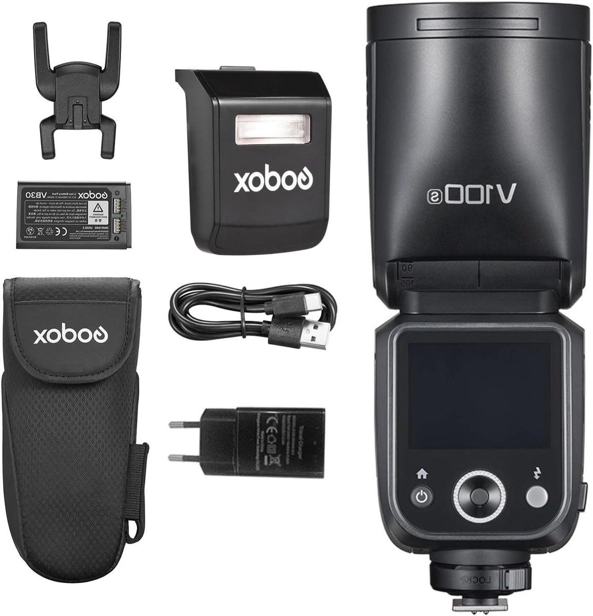 TTL Flitser 100 W met HSS tot 1/8000 s, Flash Tijd van 1/300 s tot 1/20000 s, Inclusief LED Modellicht en Afneembare Flitser voor Sony Camera's