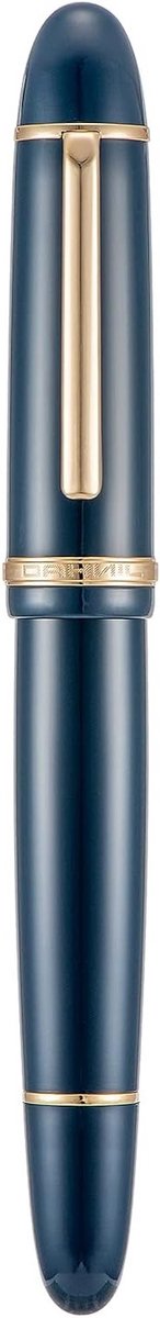 Stijlvolle vulpen met extra fijne nib, blauwe kleur, gouden clip en groot formaat voor comfortabel schrijven