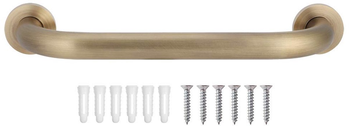 aladdien - Bad Grab Bar - Veiligheidsleuning - Antiek Messing - Ondersteuning voor Ouderen - 30 cm - Ideaal voor Thuis en Hotel
